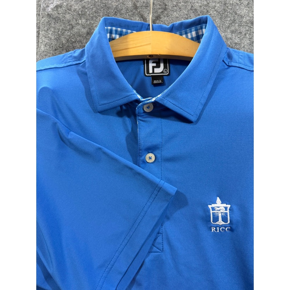 FootJoy Mens Athletic Fit Golf Polo Shirt Blue RICC Country Club Size L